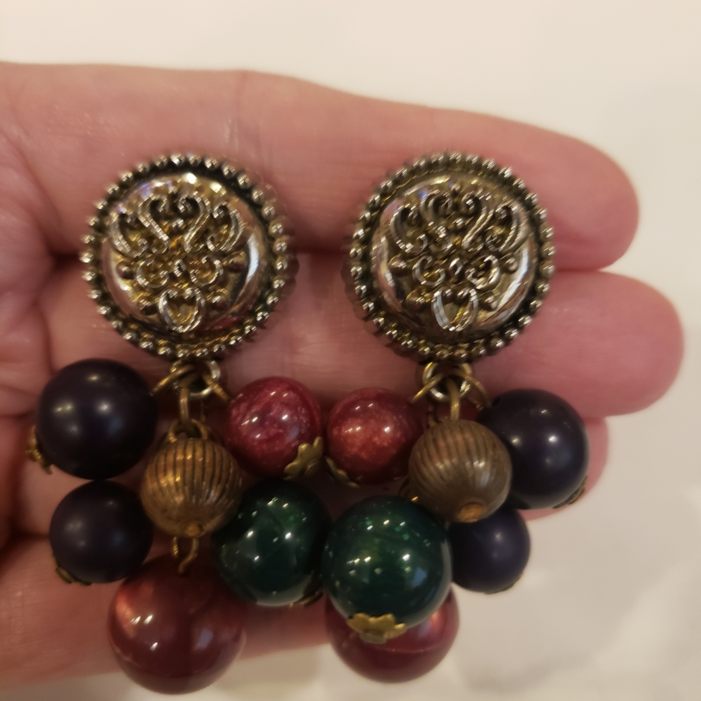 Multicolor Jewel Tone Dangle Earrings